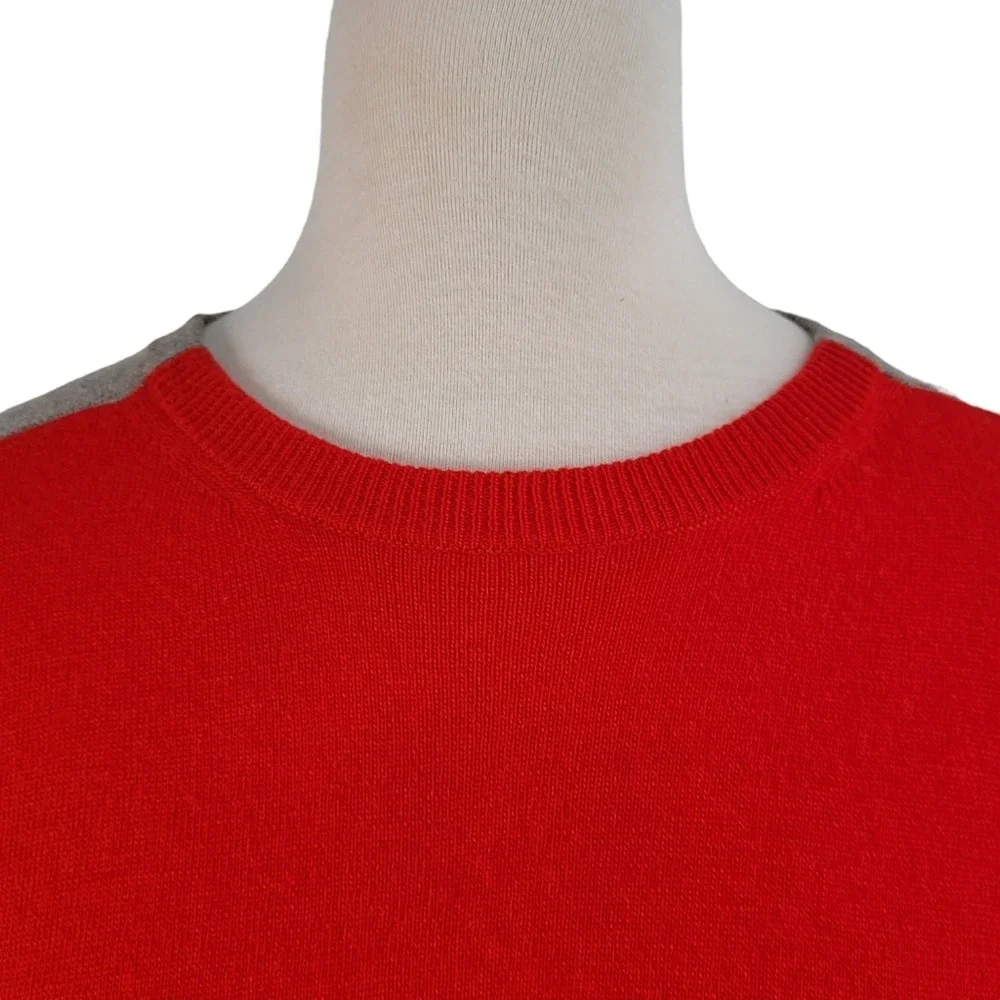 J.Crew Wool Blend Colorblock Tunic Sweater‎ Women's M Red Gray Relaxed Preppy